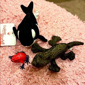 Plush Aquatic Trio - Discovery Channel Orca, Salamander and Frog